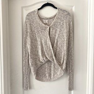 Oatmeal Front-Cross Sweater